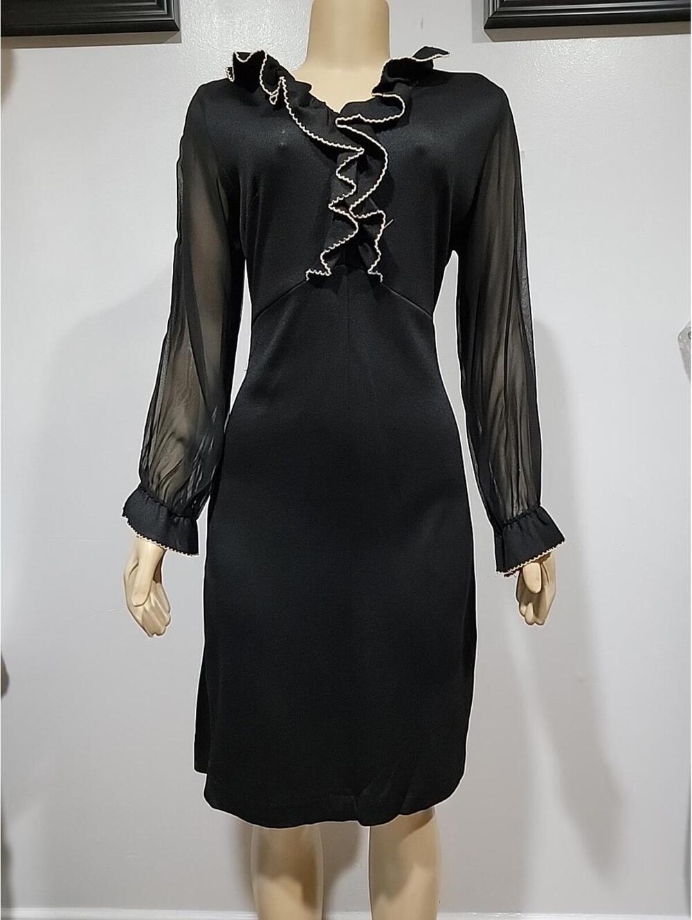 Vintage 1950’s Emma Domb Women's 12 Dress Party Evening Black Ruffled #CC